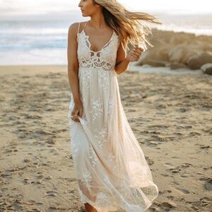Umgee Cream Lace Maxi Dress